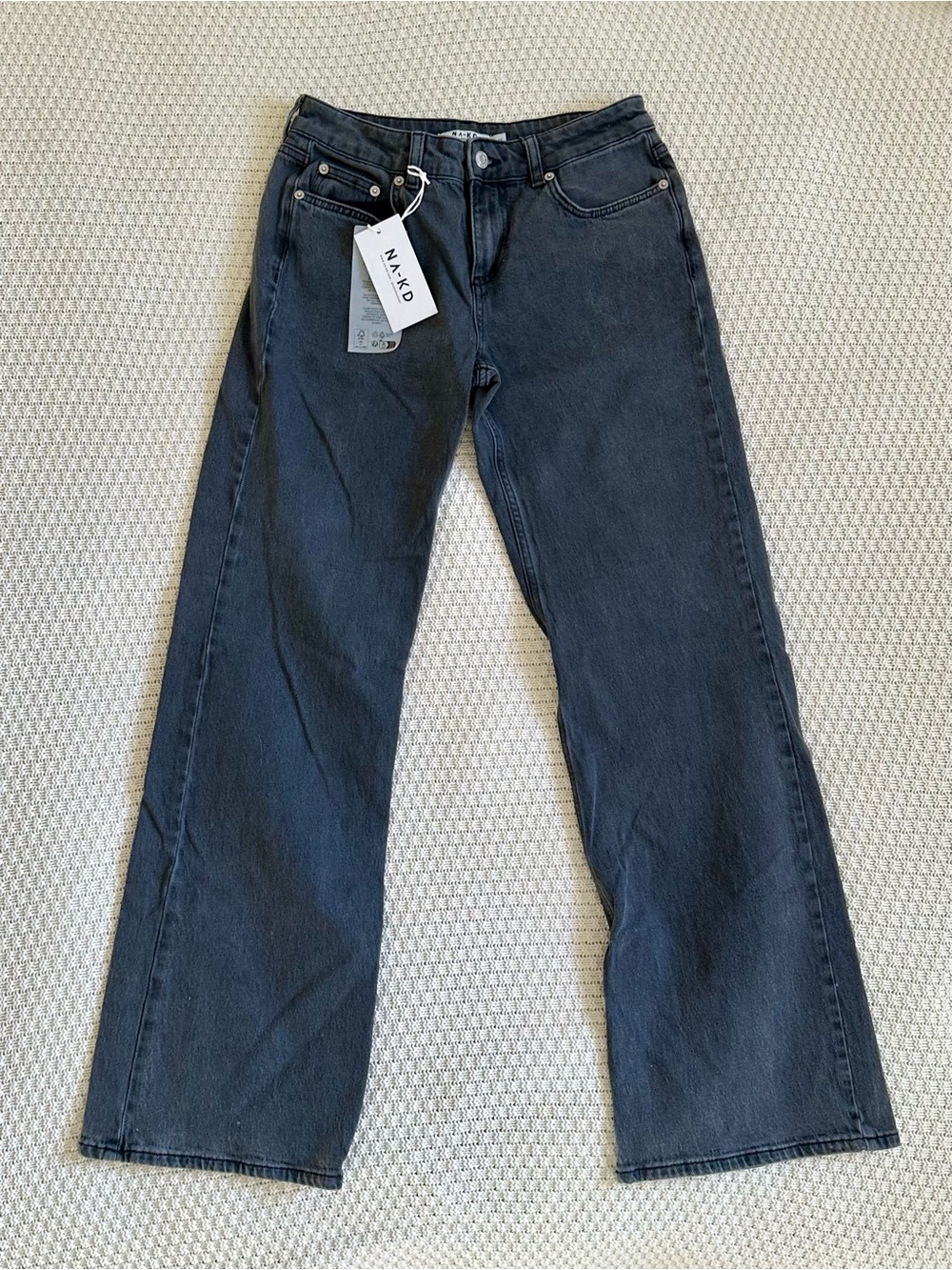 NWT NA-KD Dark Grey Low Rise Jeans
